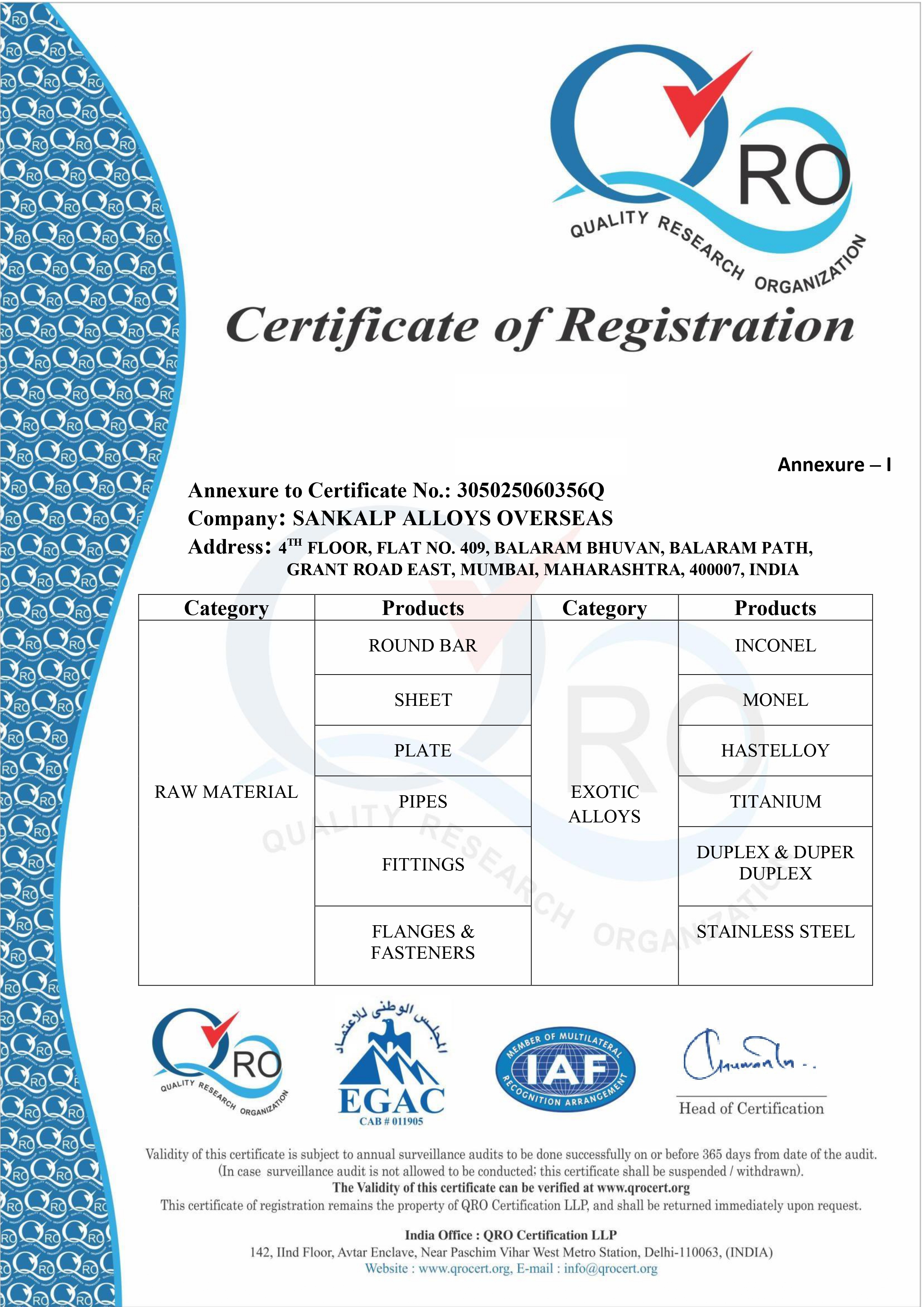 ISO 9001 Certificate Page 2